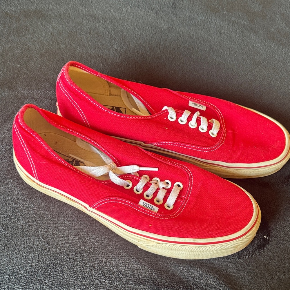 Vans Red Canvas Low-Top Sneakers